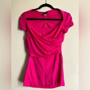 Hot pink cutout back shirt